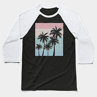 Palm Tree Tropical Beach Pastel Color Vacation Baseball T-Shirt